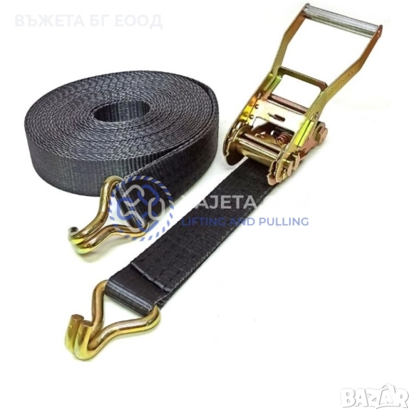Черни укрепващи колани с тресчотка Черен колан с кука за укрепване на товари, снимка 1