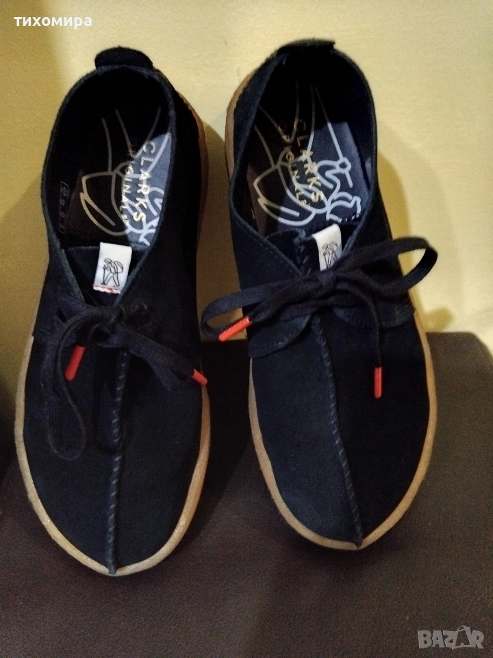 Мъжки мокасини от естествен велур с калчуковова подметка на Clarks, снимка 1