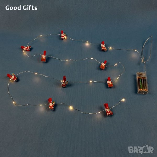 Коледни лампички Дядо Коледа, 2.20м, Топло бяло, снимка 1