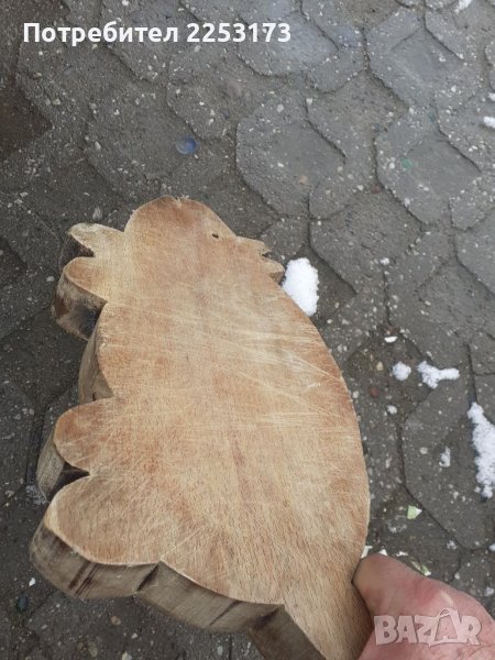 Дървена дъска прасенце и купа соц.време, снимка 1