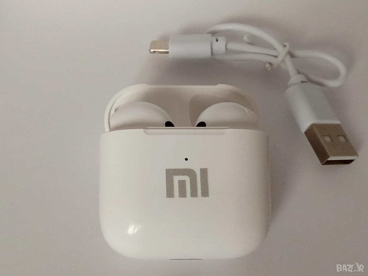 Xiaomi Redmi Buds Bluetooth слушалки тапи бели с кейс и кабел, снимка 1