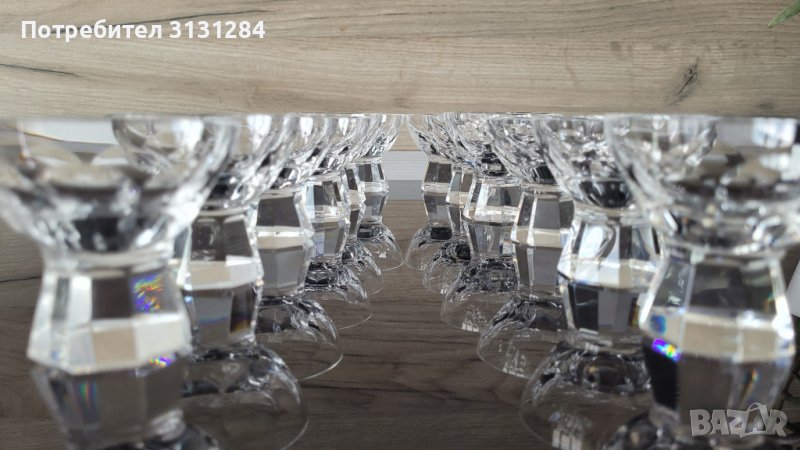 Антикварни рядки емски кристални 24% чаши за ликър/ракия Peill Glaser Германия, снимка 1
