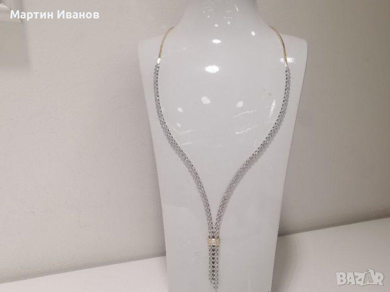 Златно колие с цирконий бяло и жълто злато , снимка 1