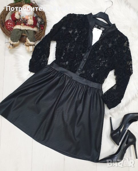 продавам кожена рокля л-хл, снимка 1