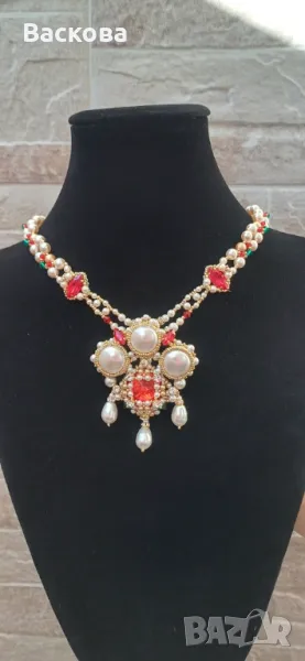 Ръчно изработено колие Венеция с цвят Light Siam, снимка 1