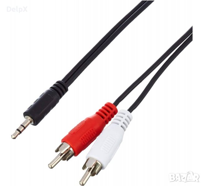 Кабел за аудио, STEREO, 3,5mm JACK(м), 2xRCA(м), черен, 1,5m, снимка 1