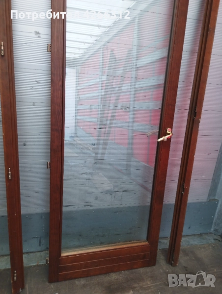 Италианска единична дървена врата с двойно закалено стъкло.та , снимка 1