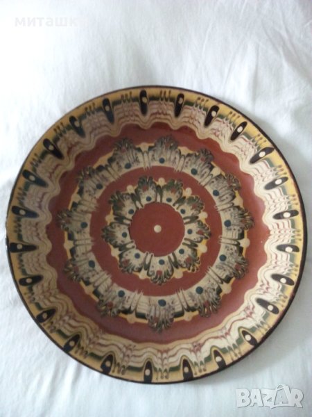Голяма рисувана керамична чиния за стена , плато , снимка 1