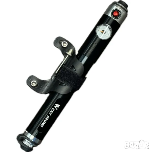 Алуминиева Преносима Помпа За Велосипед С Манометър И Стойка За Транспорт + Безплатна Доставка, снимка 1