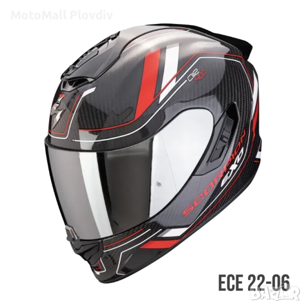 Каска SCORPION EXO-1400 EVO II CARBON AIR MIRAGE Black-Red-White, снимка 1