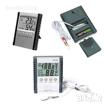 Електронен термометър външна вътрешна температура сонда влагомер стена, снимка 1