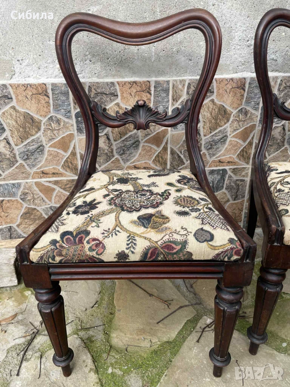 Комплект от 2 антични дървени стола – масив, снимка 1