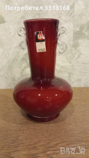 Ваза червено стъкло , снимка 1