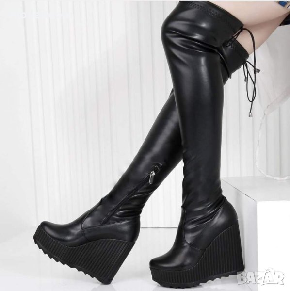 Кожени ботуши на платформа , снимка 1