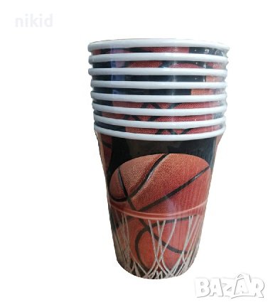 Баскетбол Баскетболен кош 8 бр картонени чаши парти рожден ден, снимка 1