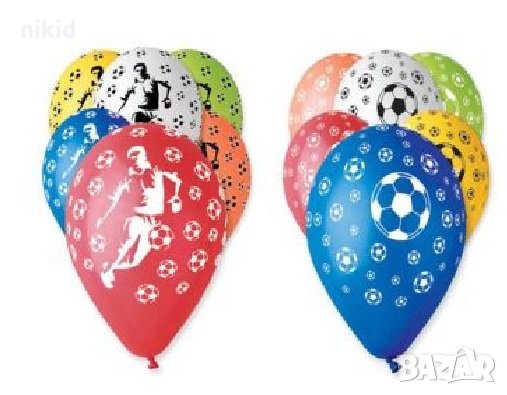 Футбол футболист топка топки цветни Обикновен надуваем латекс латексов балон, снимка 1