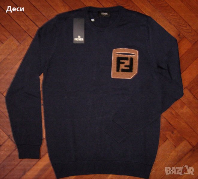 Fendi мъжки пуловер тъмно син размер ХL и М нов с етикет, снимка 1