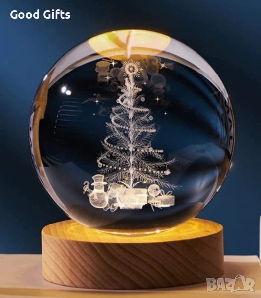 3D Кристална коледна топка, нощна лампа Подарък за Коледа, снимка 1
