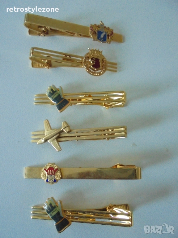 № 8377 Стари златисти щипки за вратовръзка, снимка 1