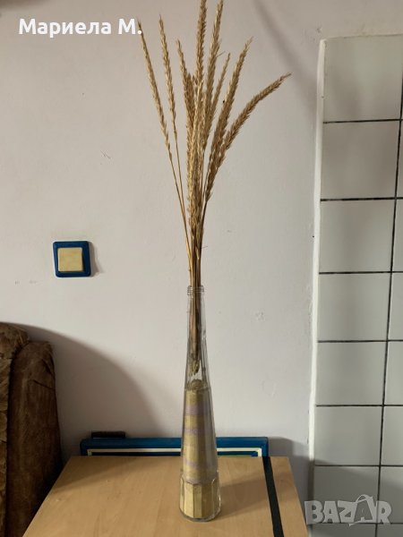 Стъклена Минималистична Ваза с житни стебл, снимка 1