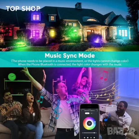 Соларна сензорна лампа с RGB, USB зареждане, IP64, работа с Alexa, снимка 6 - Соларни лампи - 49340577