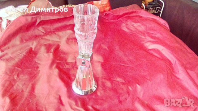 Полски Фиат Полмо страхотна метално стъклена ваза, снимка 1 - Антикварни и старинни предмети - 36913601