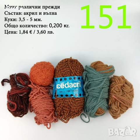 Евтини прежди в малки количества - нови и остатъци , снимка 5 - Други - 52042430