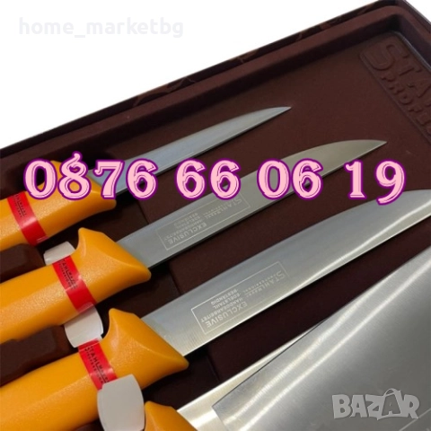 Комплект от професионални месарски ножове и сатър 5 части + брус, снимка 5 - Други - 51842481