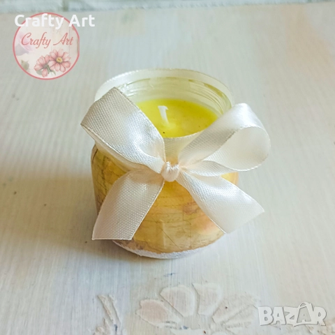 Ароматна соеви свещ в стъклен съд, снимка 2 - Декорация за дома - 51951249