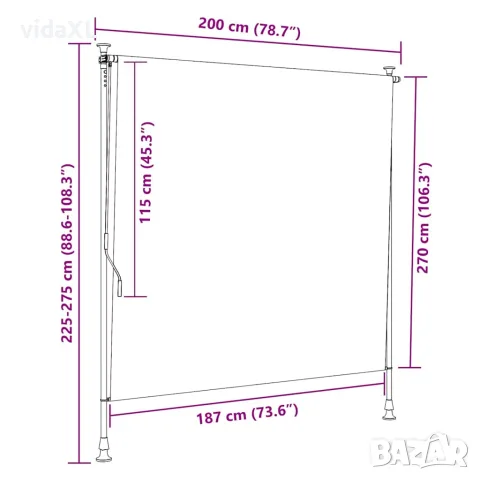 vidaXL Външна ролетна щора, 200x270 см, кремава, снимка 6 - Щори - 56146098