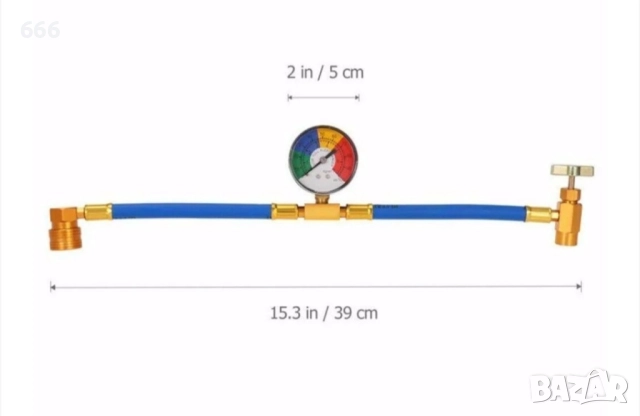Комплект маркучи за зареждане R134A с манометър, снимка 5 - Аксесоари и консумативи - 52949573