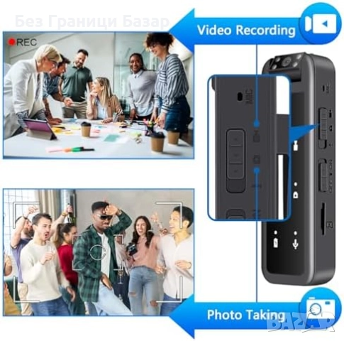 Нова мини Скрита видеокамера 1080P с 5 часа батерия и въртяща леща 180°, снимка 4 - Други - 52503191