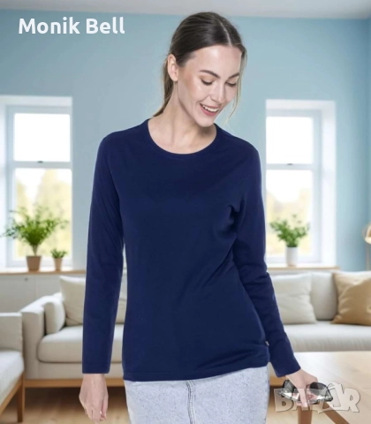 Дамски Тениски с дълъг ръкав - Черно, Тъмно Синьо, Сиво и Тъмносиво, снимка 3 - Тениски - 52860932