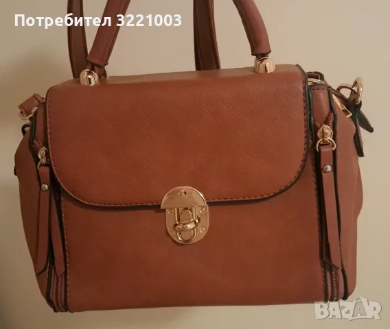 Дамска кафява чанта от еко кожа, снимка 8 - Чанти - 56247299