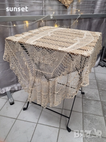 плетена овална покривка бежова-195/95