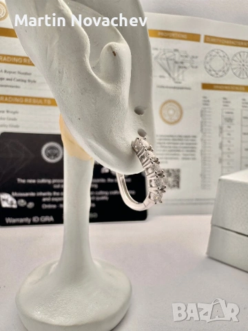 Сребърни обеци с мойсанит (Диамант) 1 карат, снимка 8 - Обеци - 54062440