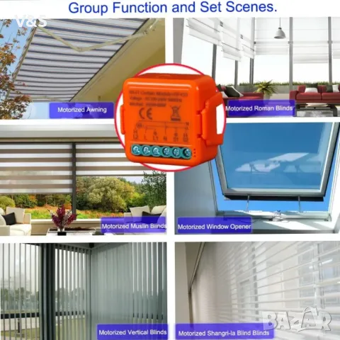 Anvek RF WiFi превключвател за щори, дистанционно управление за електрически щори работи Smart Life , снимка 3 - Мрежови адаптери - 47769694