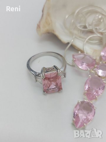 Сет, огромен кръст и пръстен с розови циркони, нов!, снимка 4 - Бижутерийни комплекти - 40233638