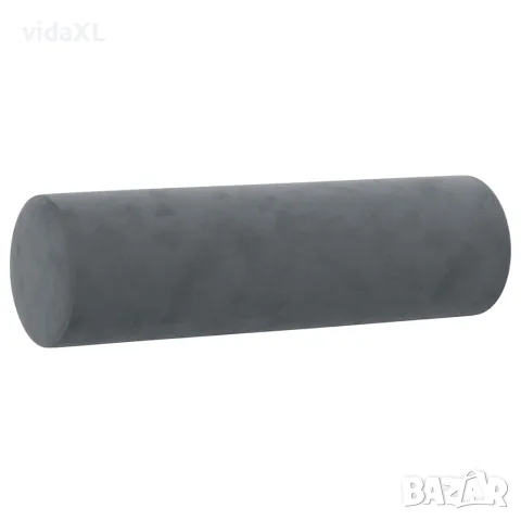 vidaXL Декоративни възглавници, 2 бр, тъмносиви, Ø15x50 см, кадифе, снимка 3 - Възглавници - 56147212