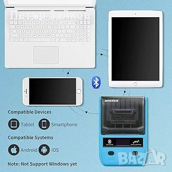 Bluetooth термичен принтер за етикети баркод, адрес, дрехи, бижута Съвместим с Android, iOS, снимка 3 - Принтери, копири, скенери - 42437100