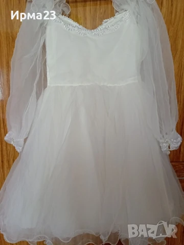 Бяла ефирна рокля, снимка 2 - Рокли - 50823221