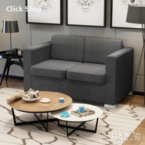 2-местен диван от плат, тъмно сиво, снимка 1 - Дивани и мека мебел - 38351415