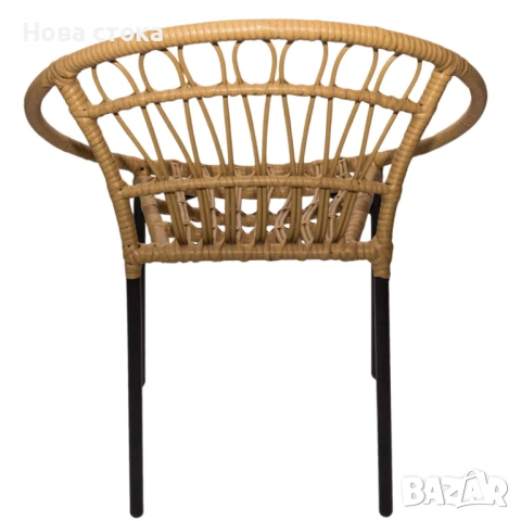 Градински комплект – маса с 2 стола, PVC ратан с черна метална рамка, снимка 5 - Градински мебели, декорация  - 54006653