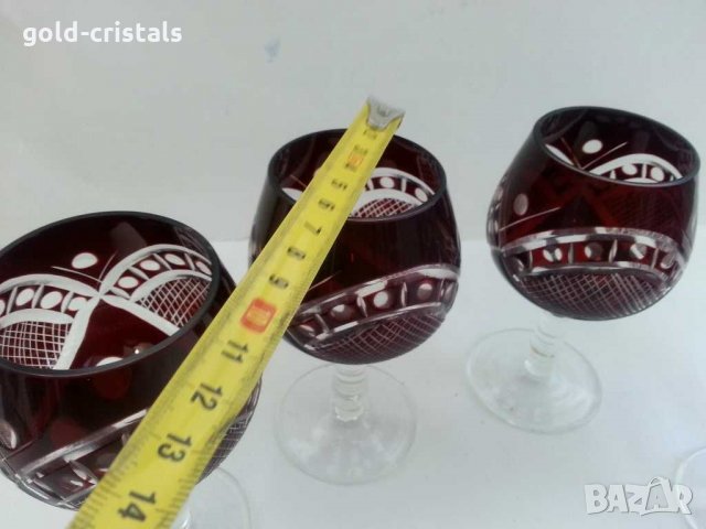 Кристални чаши цветен червен кристал, снимка 3 - Антикварни и старинни предмети - 31060619