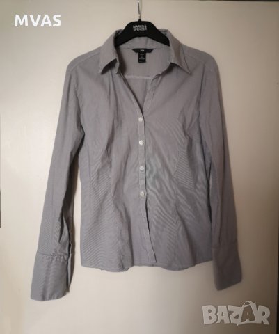 Нова сива H&M риза с бяло райе 38 S номер
