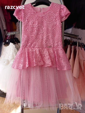 💃Детска официална рокля с тюл за момиче в розово