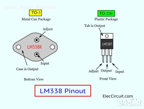 Линеен регулируем стабилизатор на напрежение LM338T от 1.2V до 33V с ток до 5А, снимка 2 - Друга електроника - 35327937