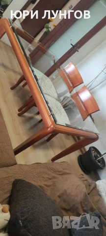 Трапезна маса със стъклен плот, снимка 4 - Маси - 53890316