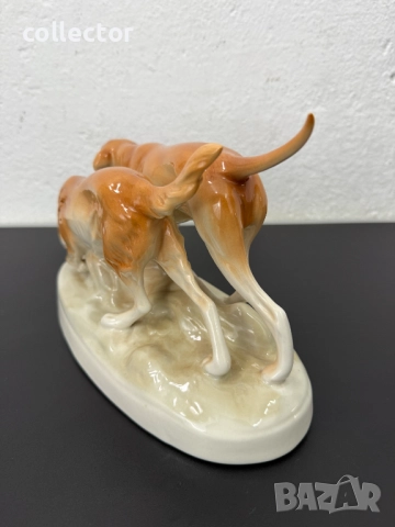 Порцеланова фигурка Royal Dux ловни кучета. №7478, снимка 5 - Колекции - 52047886
