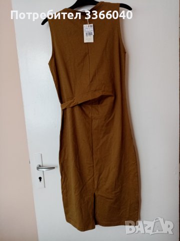 Рокля на  Mango, размер S, цвят каки, 100% памук, с етикет, снимка 3 - Рокли - 37547853
